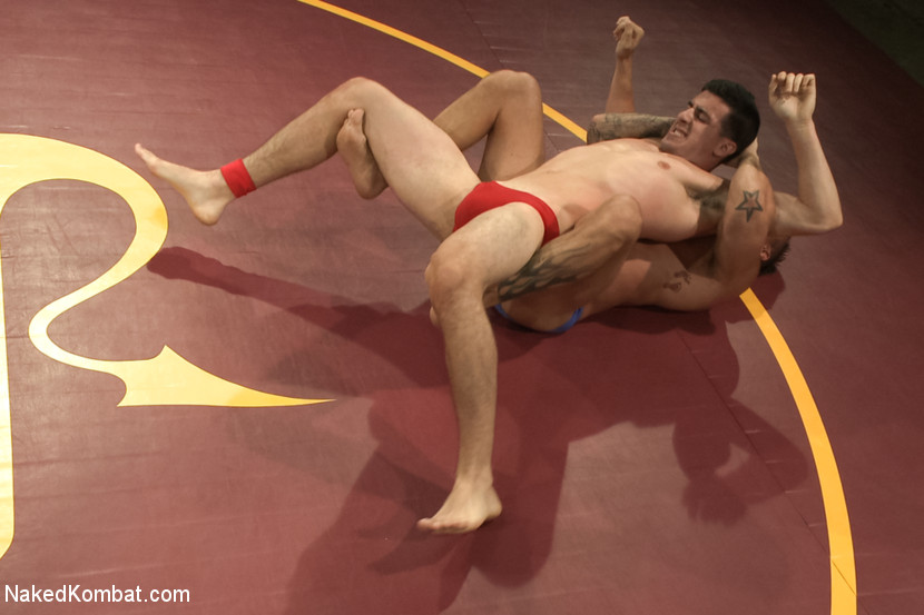 Two tattooed studs wrestle and grope each o - XXX Dessert - Picture 1