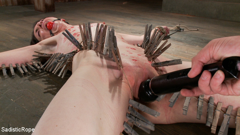 Guy tortures chick with tight ropes, pegs,  - XXX Dessert - Picture 12