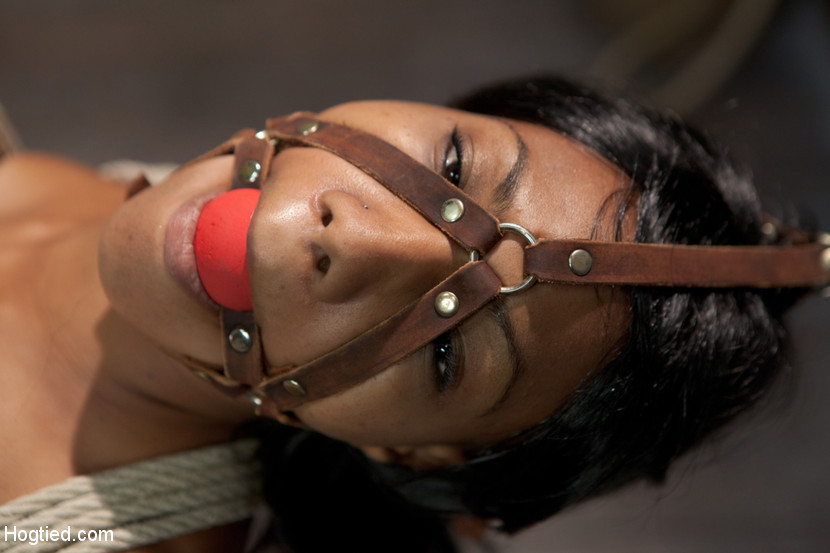Ebony babe sweaty as she is roped and bound - XXX Dessert - Picture 4