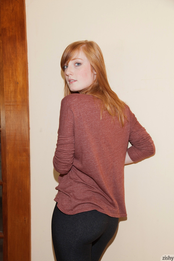 Cute ginger teen in a brown blouse and skin - XXX Dessert - Picture 8