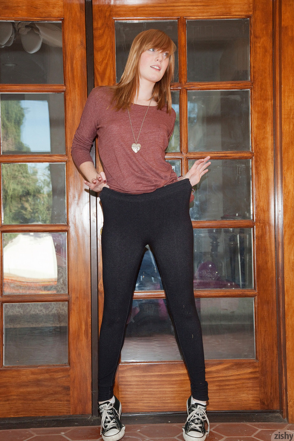 Cute ginger teen in a brown blouse and skin - XXX Dessert - Picture 11