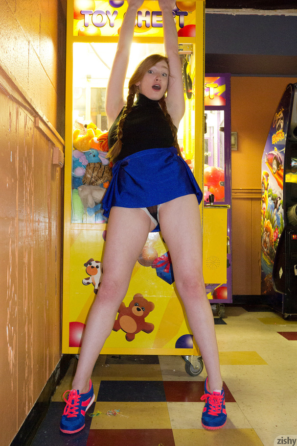 Red cutie in a black top and blue skirt pos - XXX Dessert - Picture 8