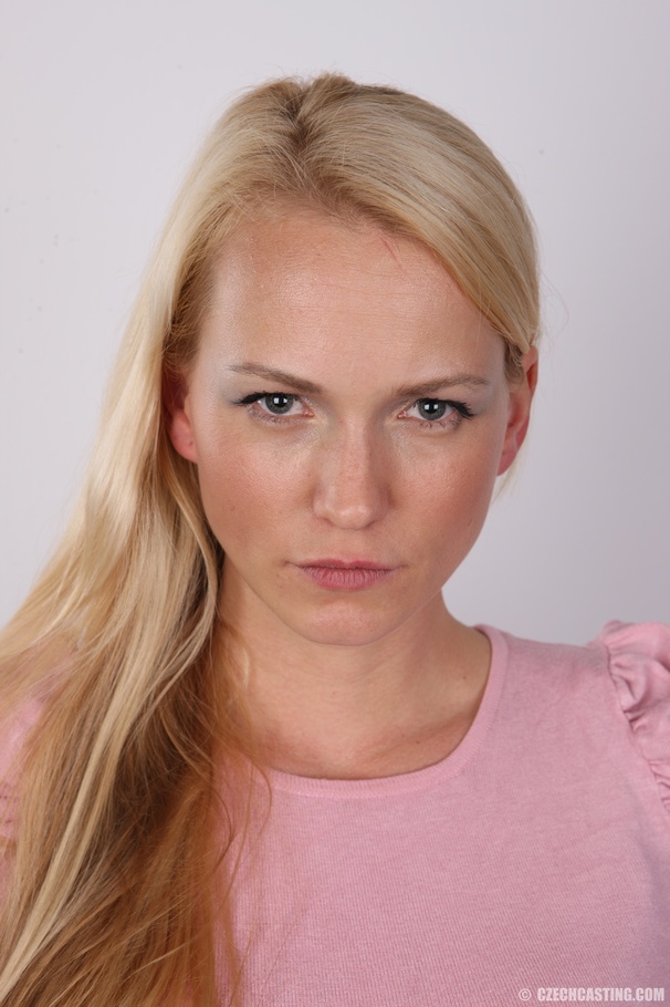 Slim blonde in cute blue dress seduces with - XXX Dessert - Picture 1