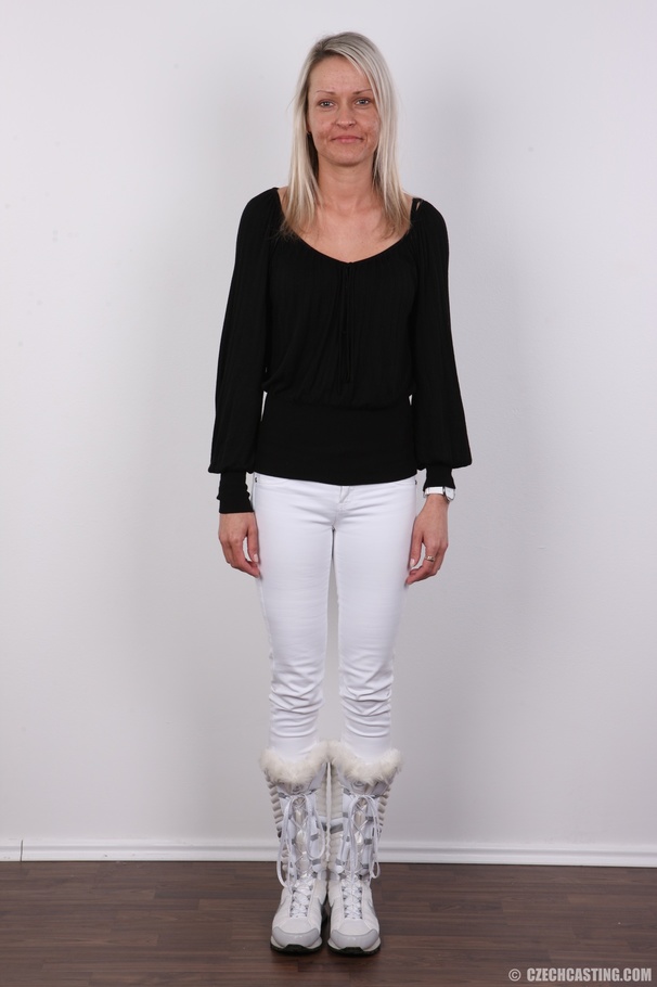 Slim blonde milf with sweet boobs in black  - XXX Dessert - Picture 1