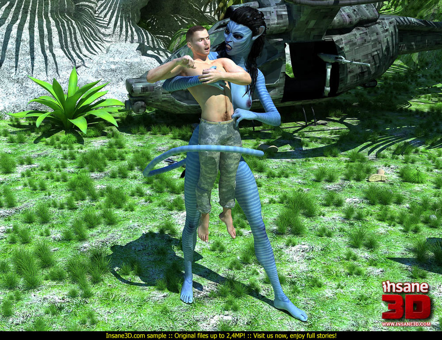 3d Navi Porn - Busty 3d striped female creature with a long tail captured a ...