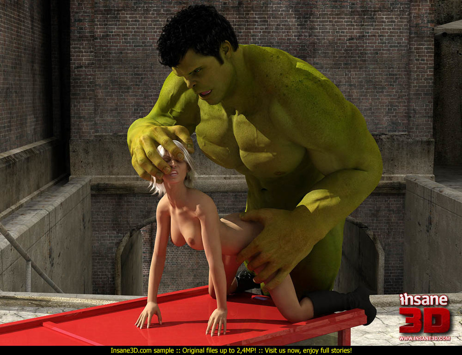 910px x 700px - Sexy blonde vixen in a tight suit fucking with overboard 3D Hulk ...