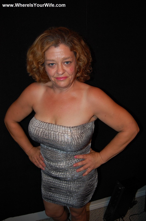 Big-titted curly granny in a silver dress f - XXX Dessert - Picture 1