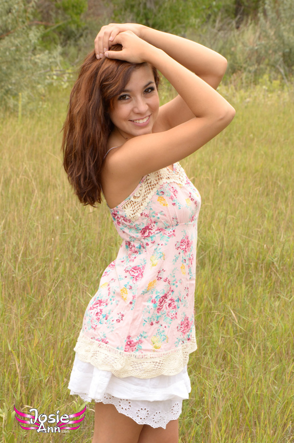 Hot brunette in sexy short dress strips on  - XXX Dessert - Picture 2