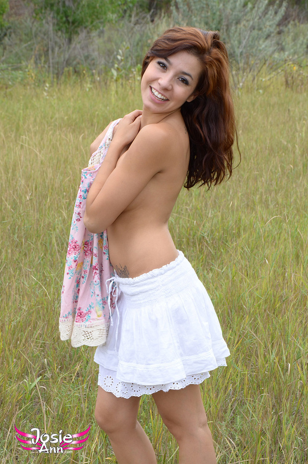 Hot brunette in sexy short dress strips on  - XXX Dessert - Picture 10