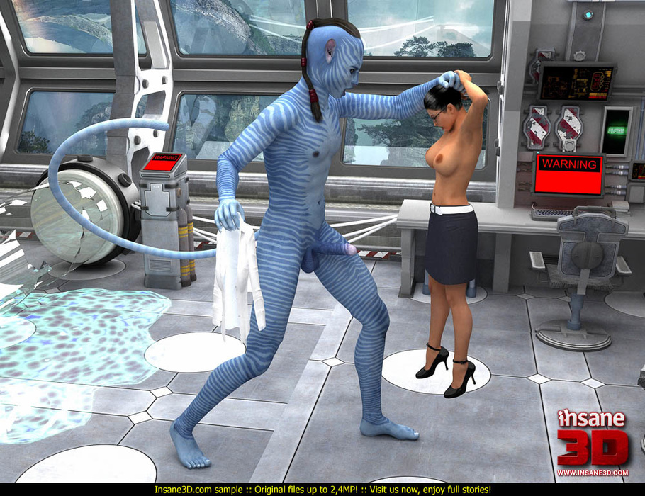 3d Alien Sex Cartoon - Horny blue striped alien with a long tail fucking hard busty ...