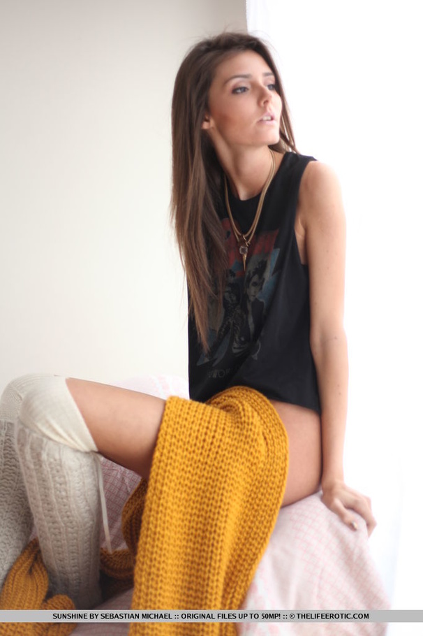 Skinny honey in a black top and white socks - XXX Dessert - Picture 1