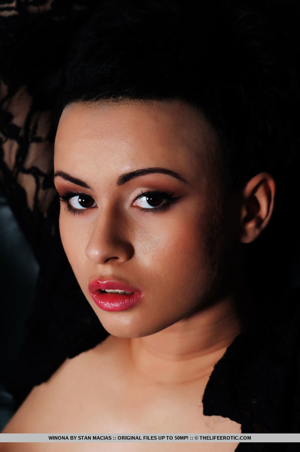 Raven-haired babe in black lingerie and nyl - XXX Dessert - Picture 6
