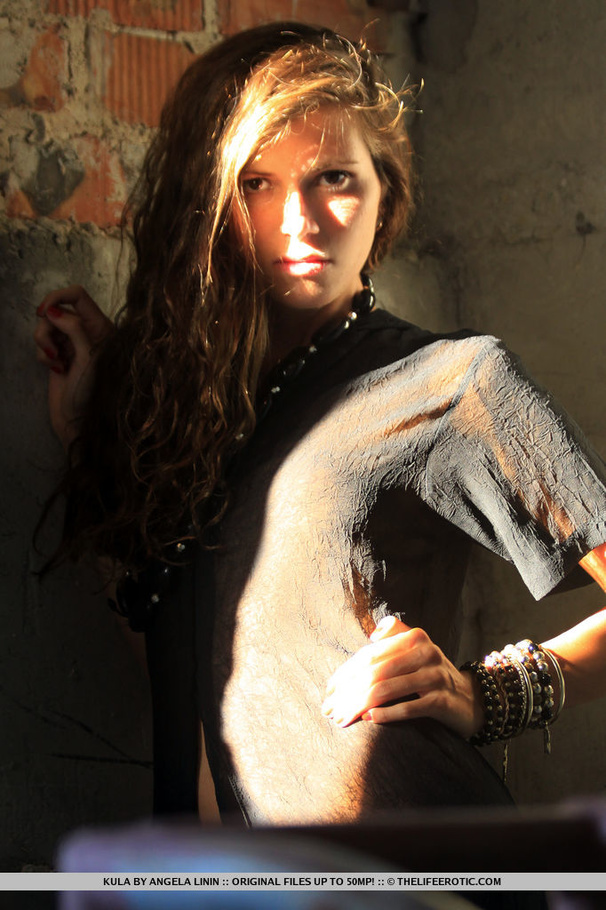 Blonde in a black see-through robe models b - XXX Dessert - Picture 1