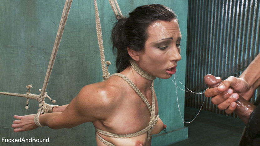 Ponytailed brunette chick gets roped tightl - XXX Dessert - Picture 10