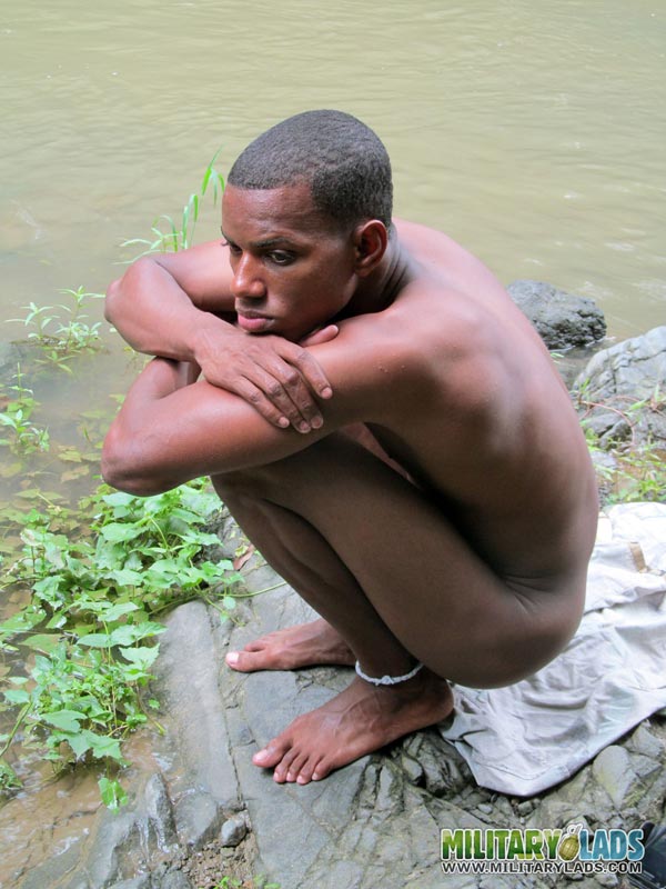 Lad takes off his camo jacket and gets in the river naked. - XXXonXXX - Pic 1