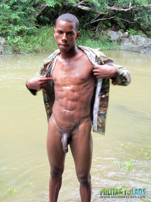 Brother in the river puts on his camo jacket and boots on shore. - XXXonXXX - Pic 11