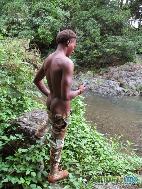 Chap drops his military uniform to show his prick by the river. - XXXonXXX - Pic 11
