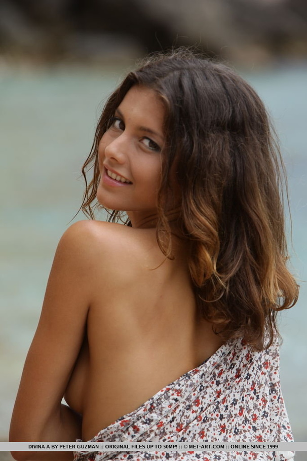 Cutie in a flowery dress gets naked on the beach. - XXXonXXX - Pic 10