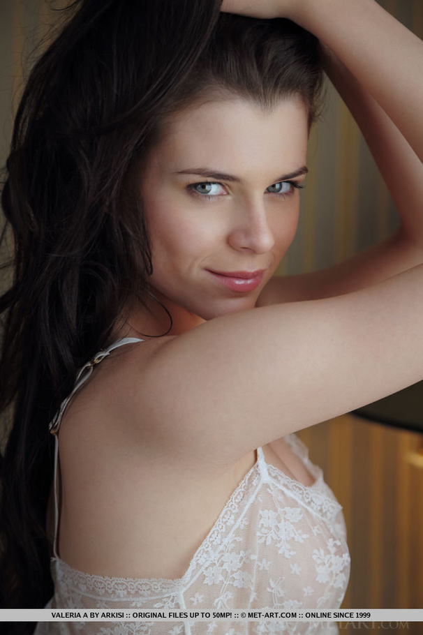 Remarkable maiden in a white nightie flashes her wares in front of the dresser. - XXXonXXX - Pic 1