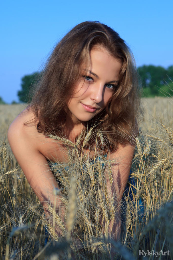 Sweet looking brunette wrapped I n blue clo - XXX Dessert - Picture 1