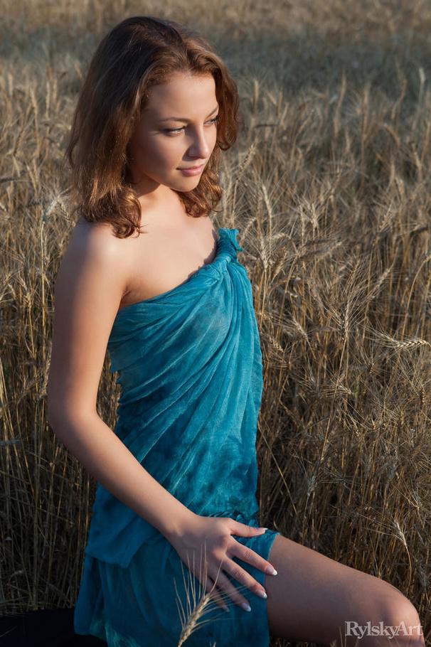 Sweet looking brunette wrapped I n blue clo - XXX Dessert - Picture 3