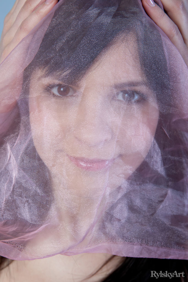 Cute nude brunette with pink cloth shows yo - XXX Dessert - Picture 3