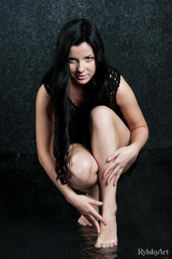 Tempting fresh brunette in black fishnet dr - XXX Dessert - Picture 2