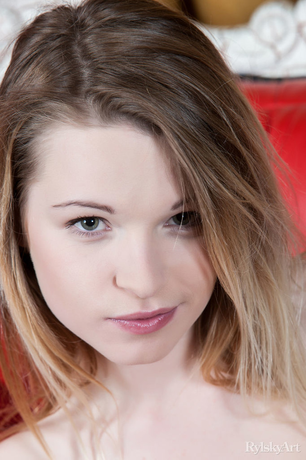 Beautiful young blonde nude on red chair sh - XXX Dessert - Picture 6