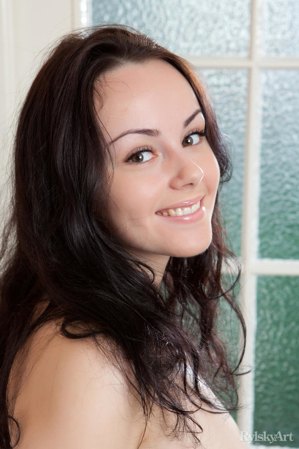 Cutie brunette in sexy yellow dress display - XXX Dessert - Picture 7