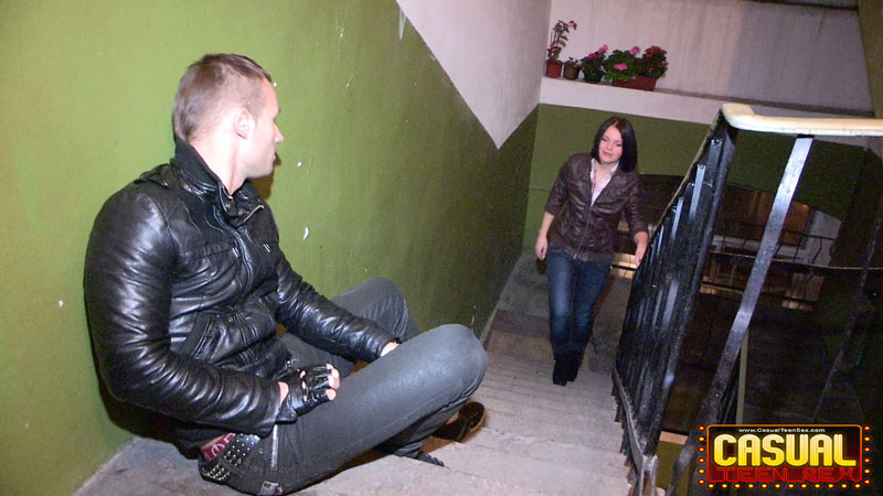 Raunchy girl in a plaid shirt and jeans works on a guy’s cock and balls in bed. - XXXonXXX - Pic 1