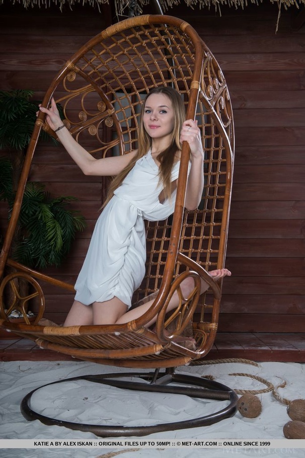 Playful gal in a white dress spreads her sl - XXX Dessert - Picture 2