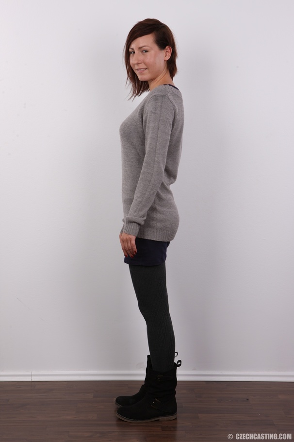 Sweet babe wearing gray sweater, black legg - XXX Dessert - Picture 3