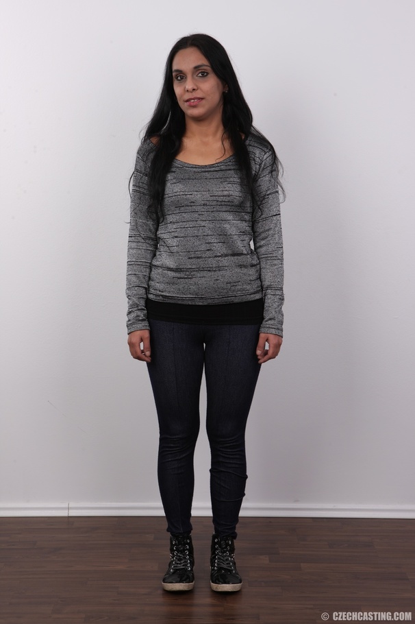 Hot gypsy wearing gray sweater, tight black - XXX Dessert - Picture 2