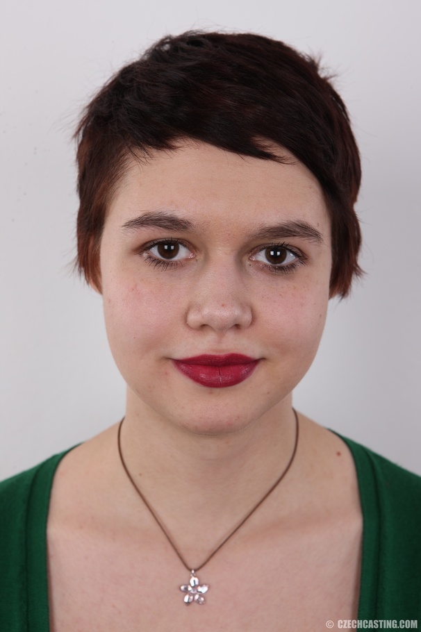 Short haired brunette wearing green blouse, - XXX Dessert - Picture 1