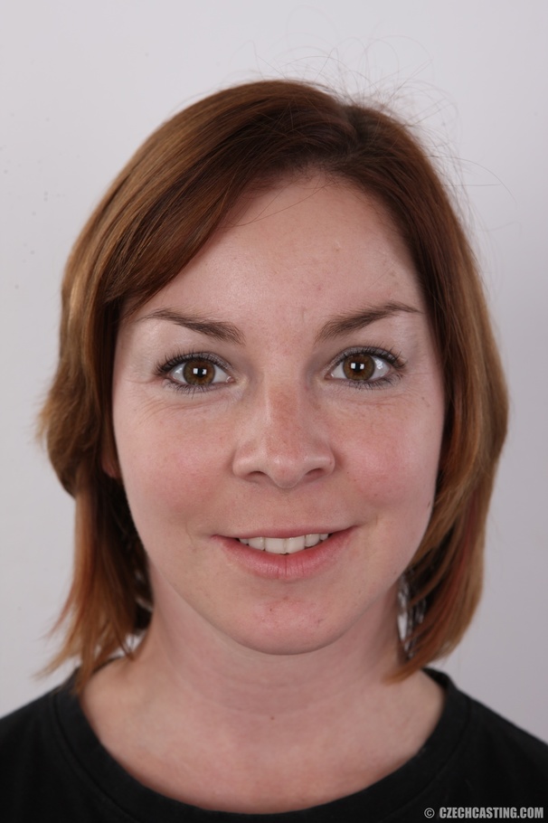 Cute redhead in printed black shirt, blue j - XXX Dessert - Picture 1