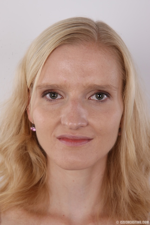 Skinny blonde in floral blouse, jeans skirt - XXX Dessert - Picture 1