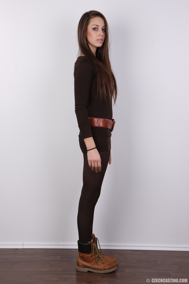 Teen brunette strips off her brown mini dre - XXX Dessert - Picture 3