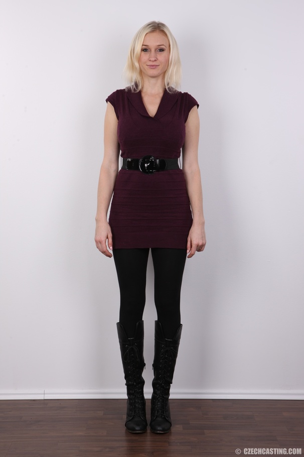 Blonde cutie posing in brown mini dress, bl - XXX Dessert - Picture 2