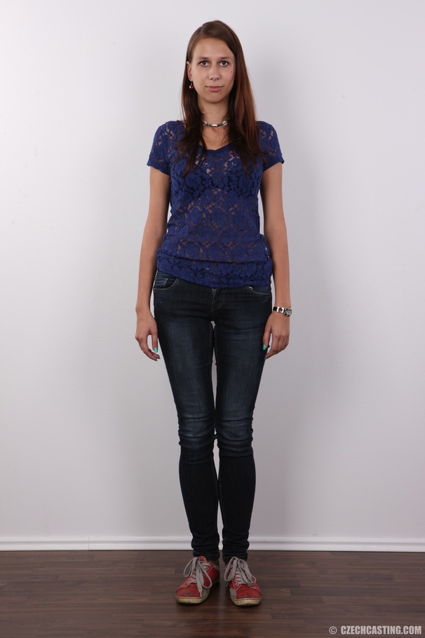 Sweet hot chick wearing blue laced shirt, t - XXX Dessert - Picture 2