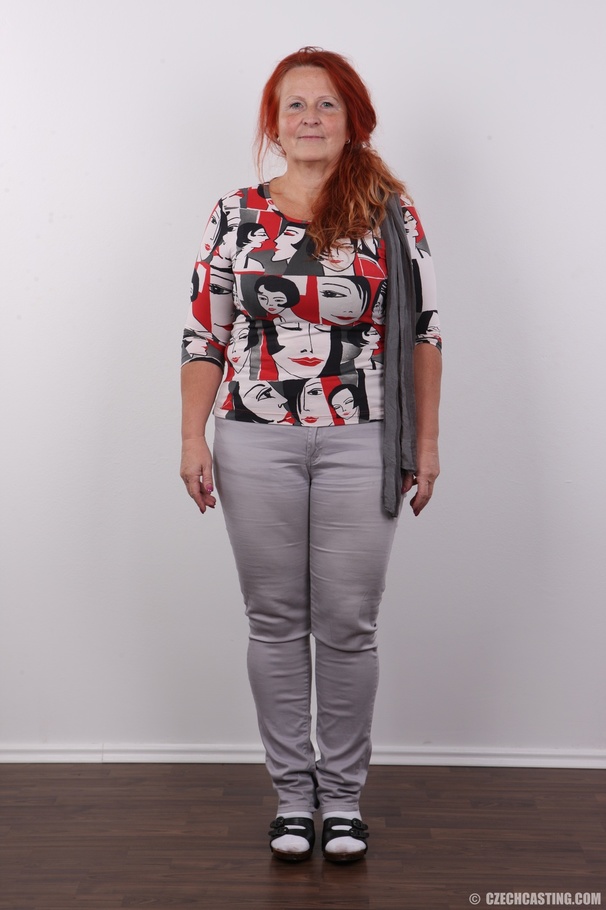 Redhead granny wearing multi-colored shirt  - XXX Dessert - Picture 2