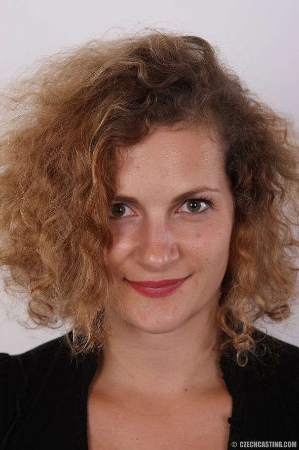 Curly brunette posing in her black shirt, m - XXX Dessert - Picture 1