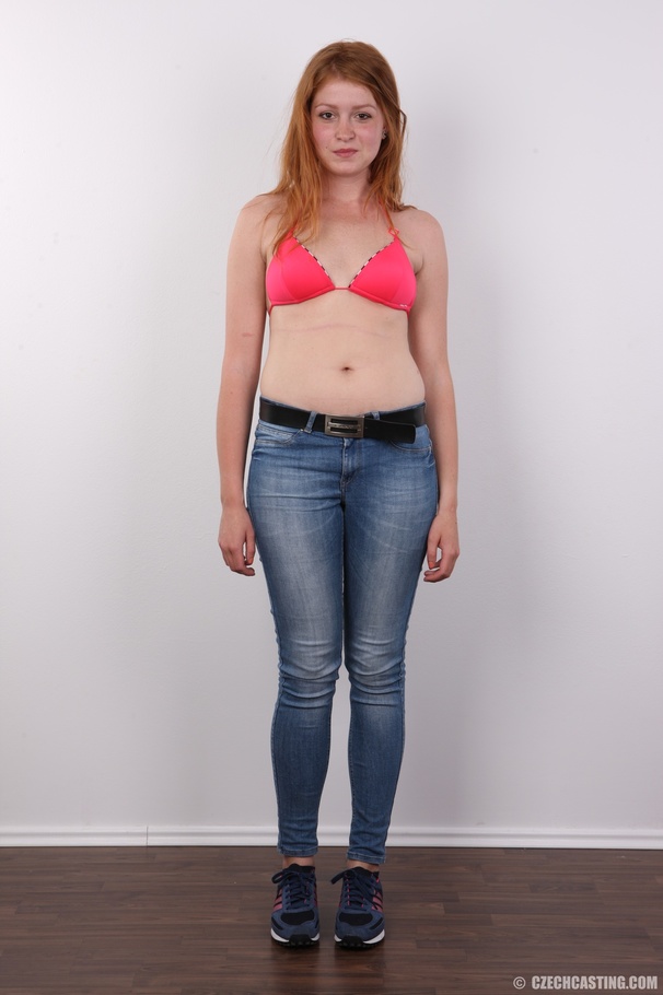 Cute redhead wearing orange blouse, blue je - XXX Dessert - Picture 4