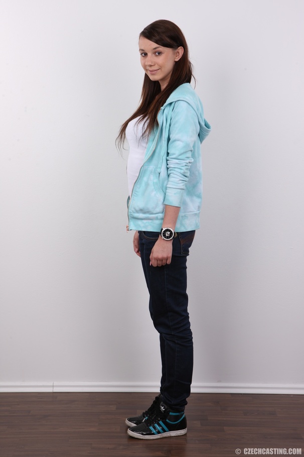 Young chick in white shirt, turquoise jacke - XXX Dessert - Picture 3