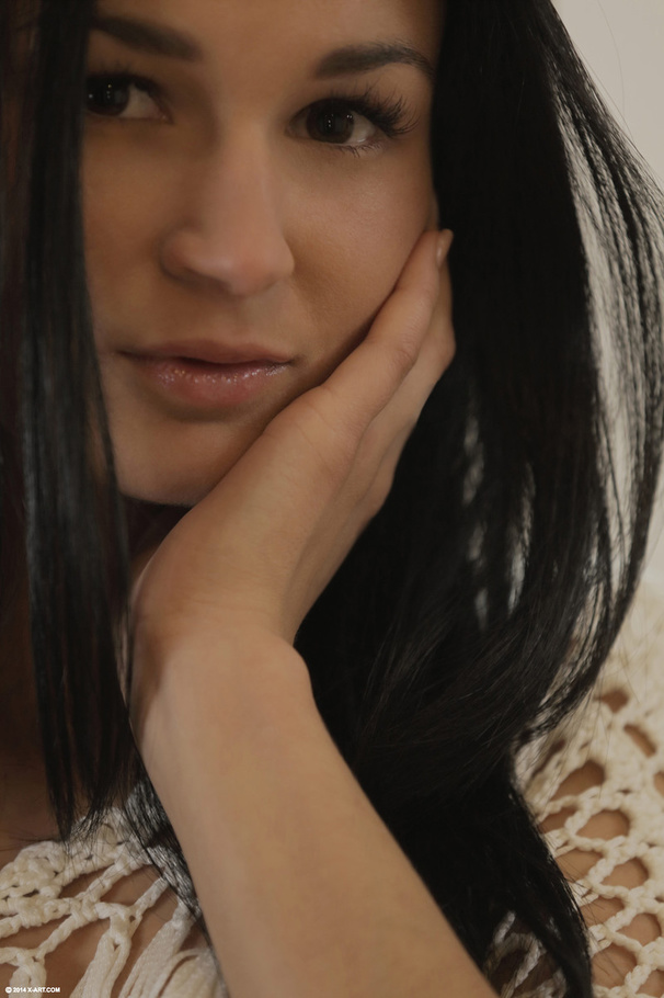 Brunette teen cutie in a white crocheted to - XXX Dessert - Picture 2