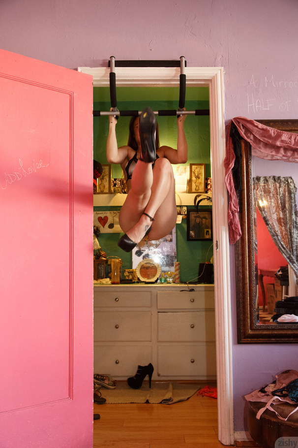 Busty brunette freshie posing in a pink bik - XXX Dessert - Picture 10