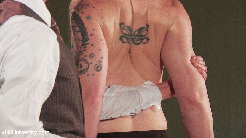 Inked gal in black lingerie gets pushed aro - XXX Dessert - Picture 8