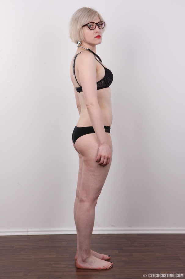 Blonde in a black dress and undies poses nu - XXX Dessert - Picture 5