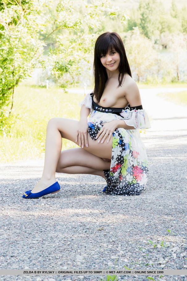Impeccable slut in a colorful floral dress  - XXX Dessert - Picture 2