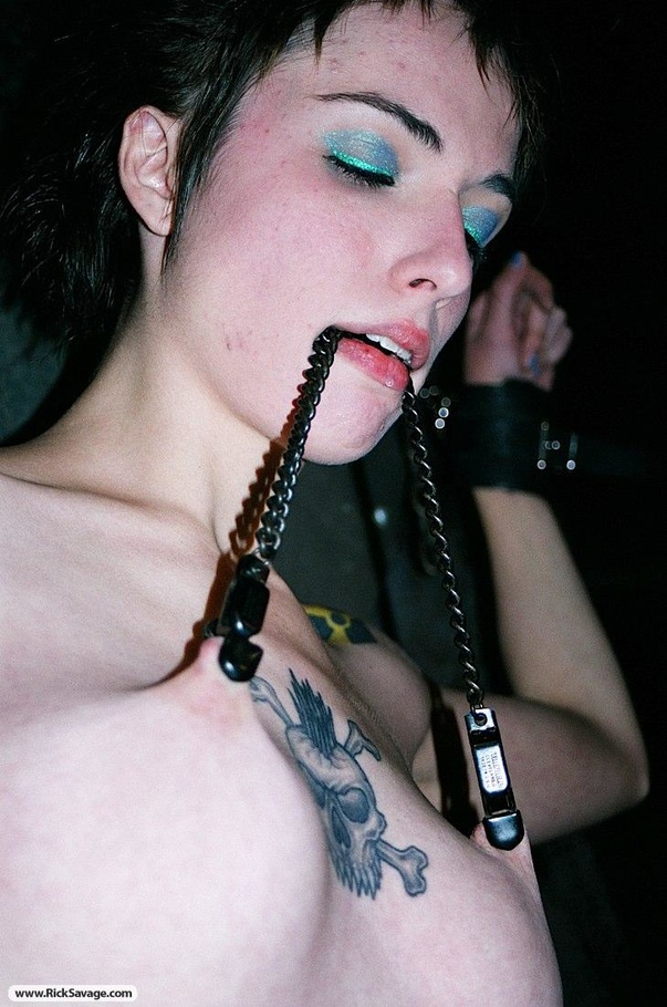 Tied up raven haired slut gets her nipples  - XXX Dessert - Picture 14