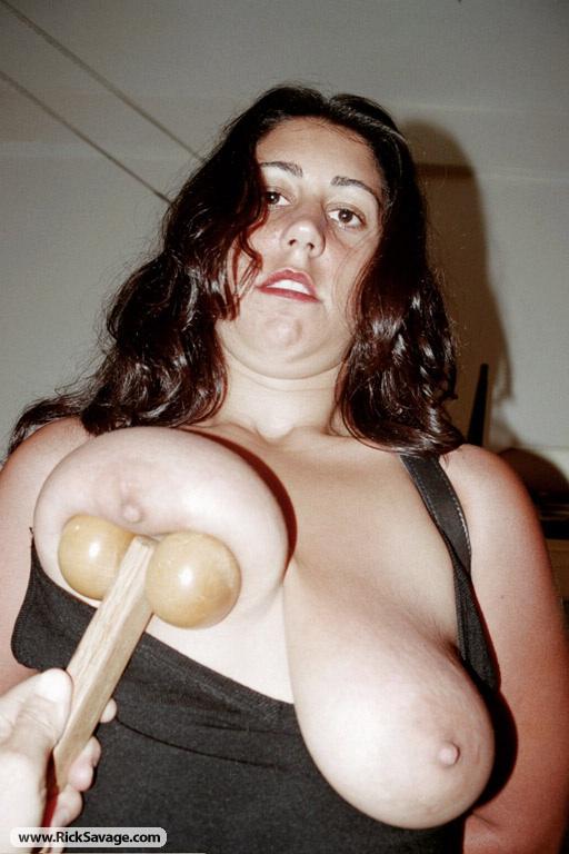 Tied up brunette slut gets her big tits squ - XXX Dessert - Picture 6